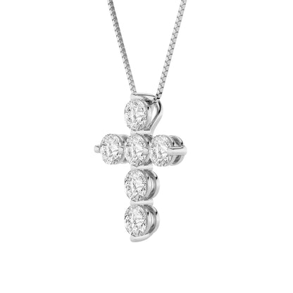 1.5ct Round Shaped Lab Grown Diamond (F/VS) Cross Pendant in 14K White Gold
