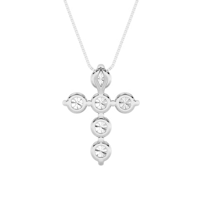 1.5ct Round Shaped Lab Grown Diamond (F/VS) Cross Pendant in 14K White Gold