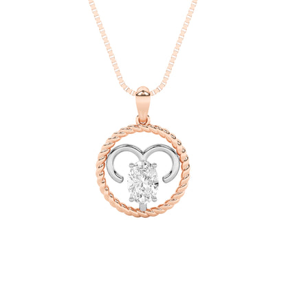 1.0ct Oval Shaped Lab Grown Diamond (F/VS) Zodiac Pendant in 14K Rose Gold & White Gold