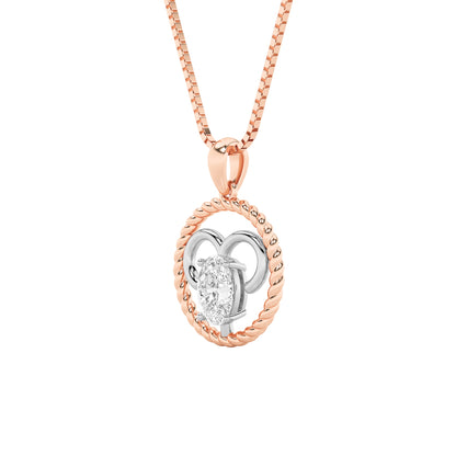 1.0ct Oval Shaped Lab Grown Diamond (F/VS) Zodiac Pendant in 14K Rose Gold & White Gold