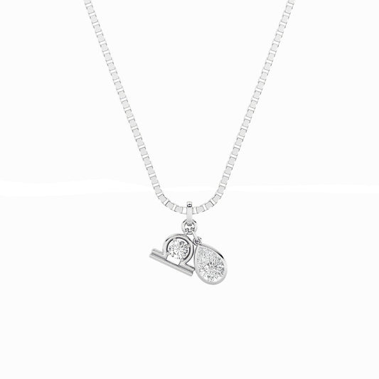 1.0ct Pear Shaped Lab Grown Diamond (F/VS) Zodiac Pendant in 14K White Gold