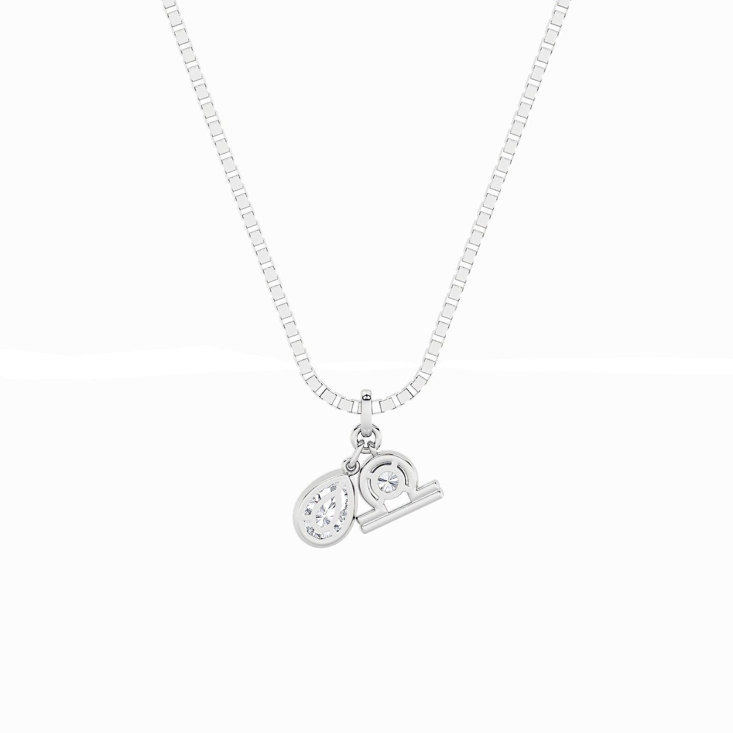 1.0ct Pear Shaped Lab Grown Diamond (F/VS) Zodiac Pendant in 14K White Gold