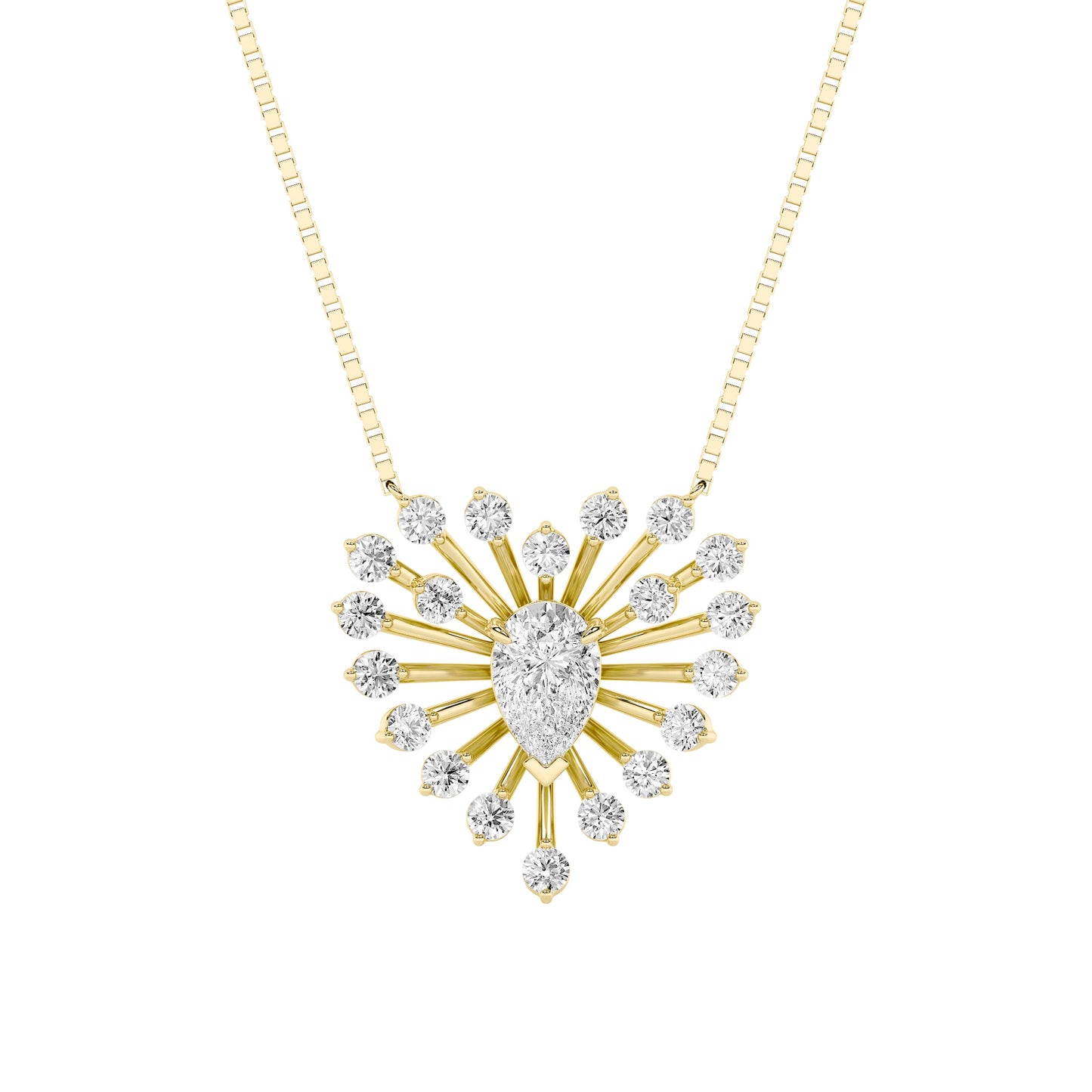1.5ct Pear Shaped Lab Grown Diamond (F/VS) Astralis Necklace in 14K Yellow Gold