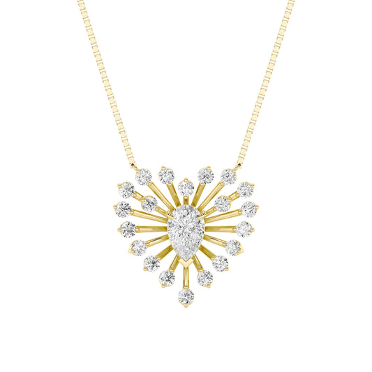 1.5ct Pear Shaped Lab Grown Diamond (F/VS) Astralis Necklace in 14K Yellow Gold