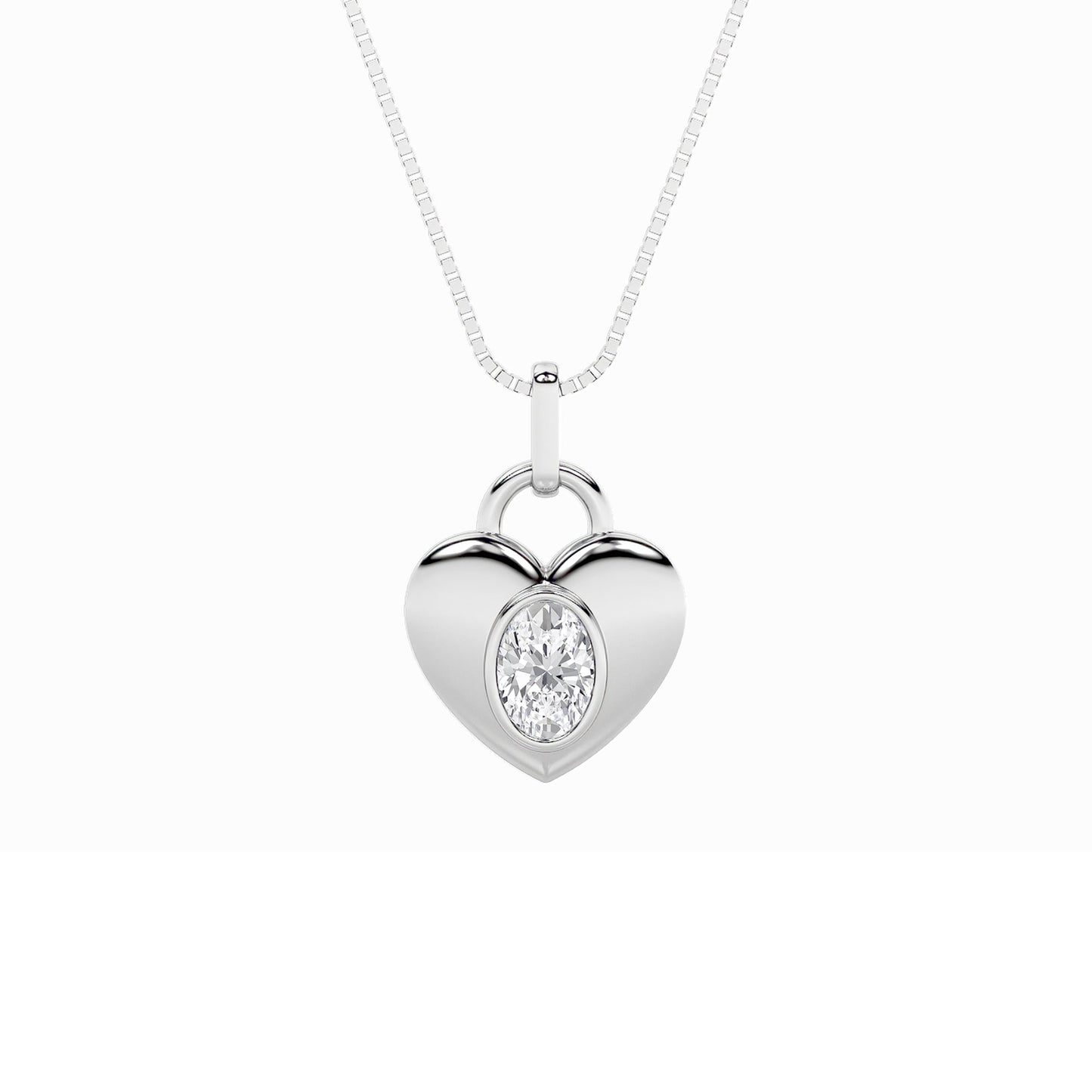 1.0ct Oval Shaped Lab Grown Diamond (F/VS) Heart Pendant in 14K White Gold