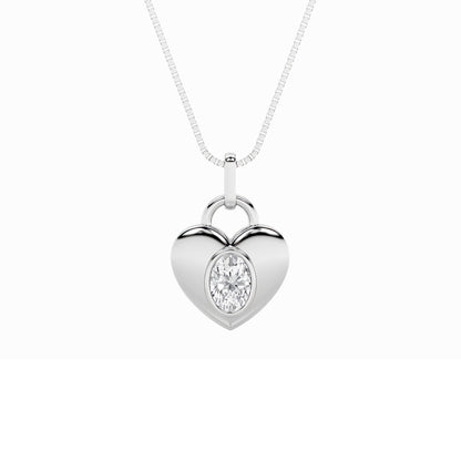 1.0ct Oval Shaped Lab Grown Diamond (F/VS) Heart Pendant in 14K White Gold