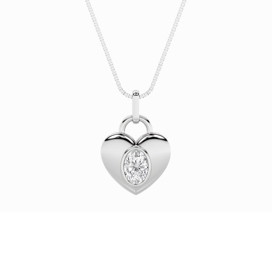 1.0ct Oval Shaped Lab Grown Diamond (F/VS) Heart Pendant in 14K White Gold