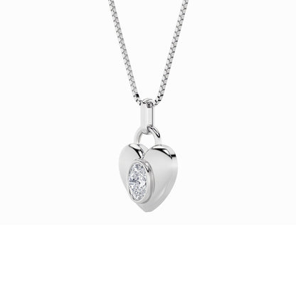 1.0ct Oval Shaped Lab Grown Diamond (F/VS) Heart Pendant in 14K White Gold