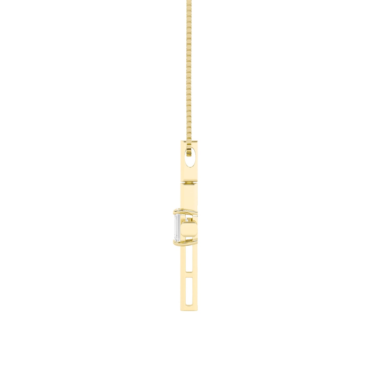 0.5ct Emerald Shaped Lab Grown Diamond (F/VS) Cross Pendant in 14K Yellow Gold