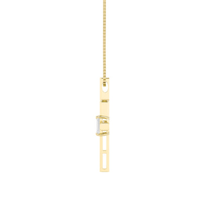 0.5ct Emerald Shaped Lab Grown Diamond (F/VS) Cross Pendant in 14K Yellow Gold