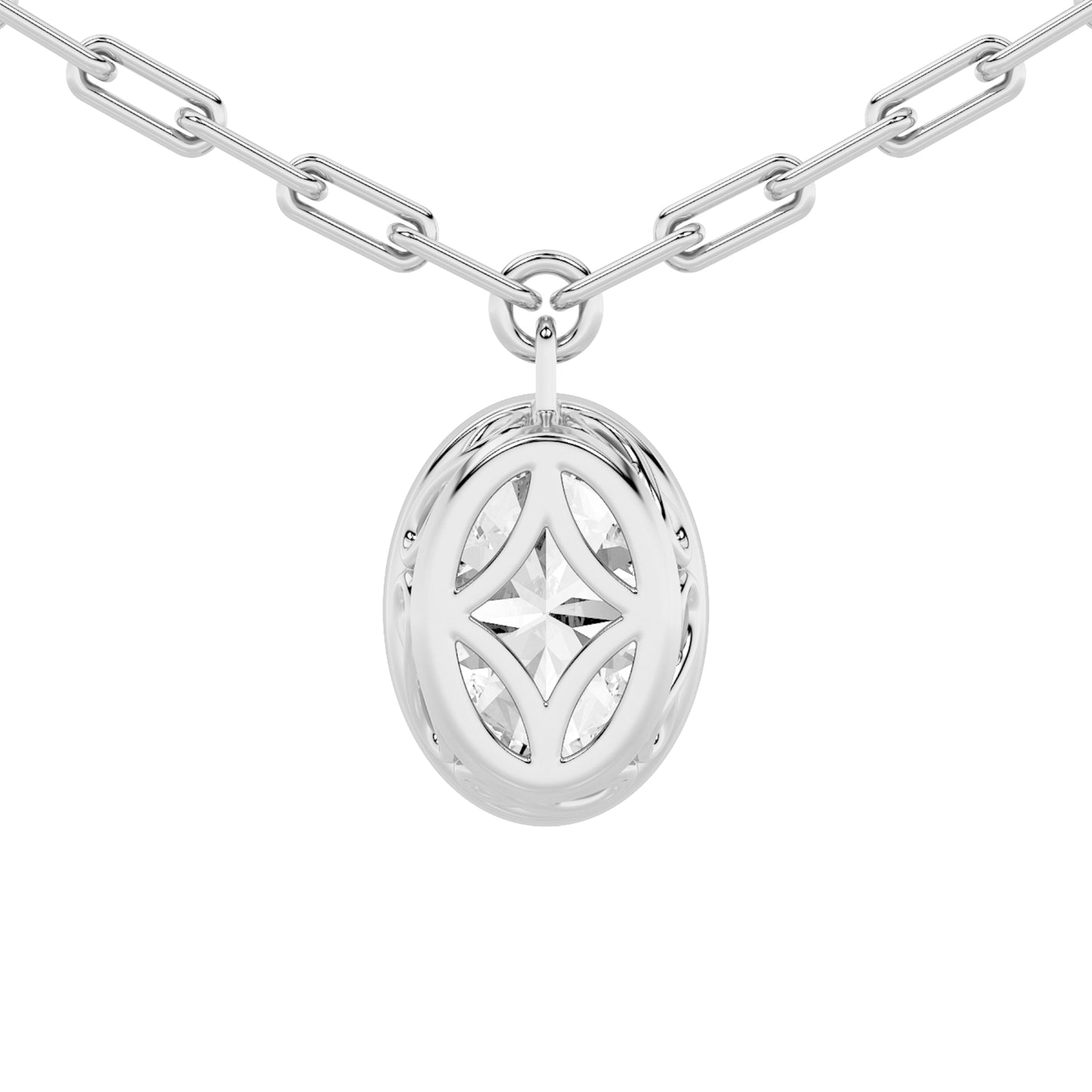 2.0ct Oval Shaped Lab Grown Diamond (F/VS) Strata Chic Collection Necklace in 14K White Gold