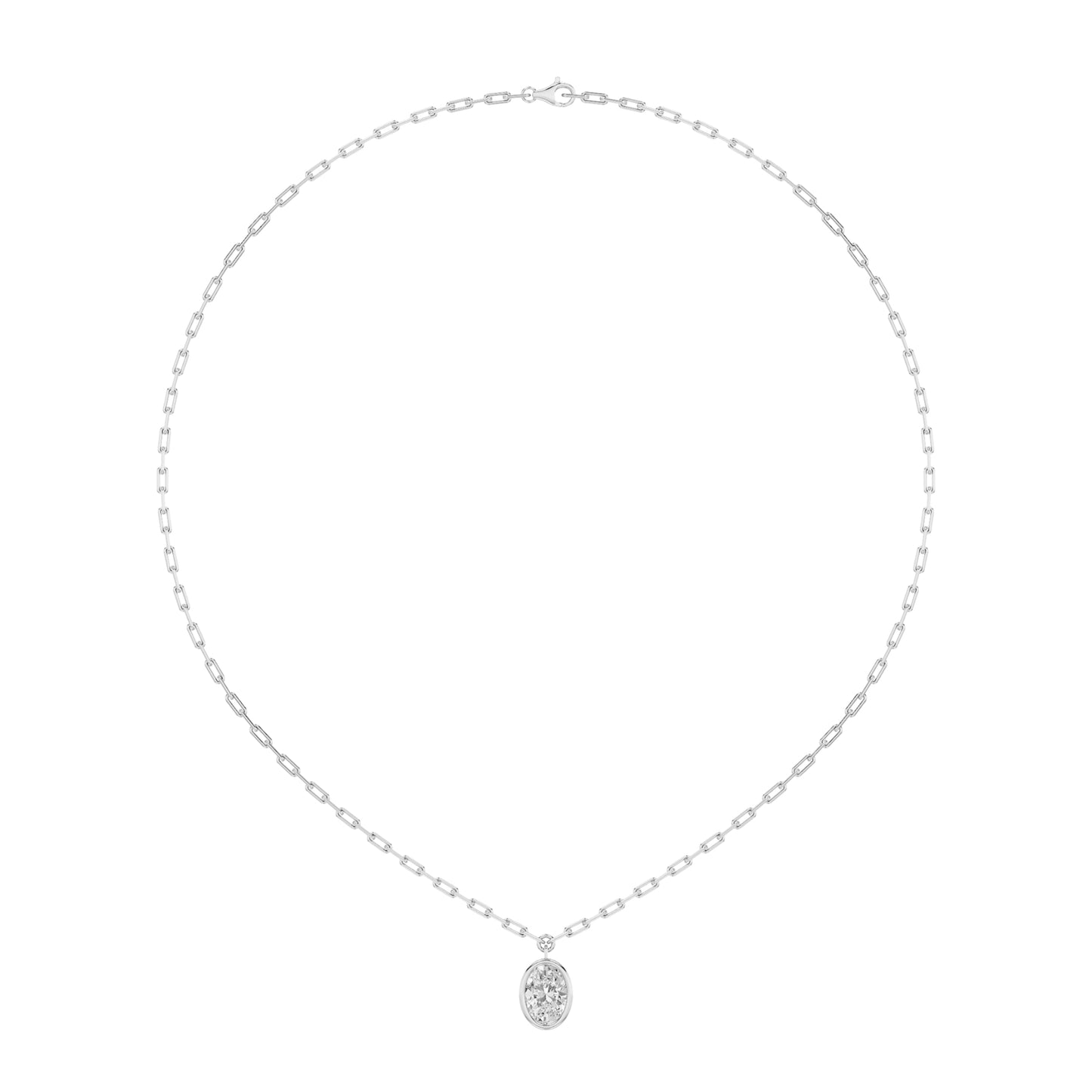 2.0ct Oval Shaped Lab Grown Diamond (F/VS) Strata Chic Collection Necklace in 14K White Gold