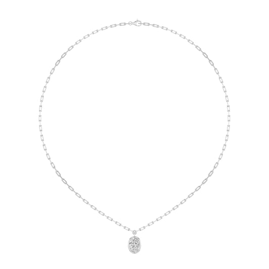 2.0ct Oval Shaped Lab Grown Diamond (F/VS) Strata Chic Collection Necklace in 14K White Gold