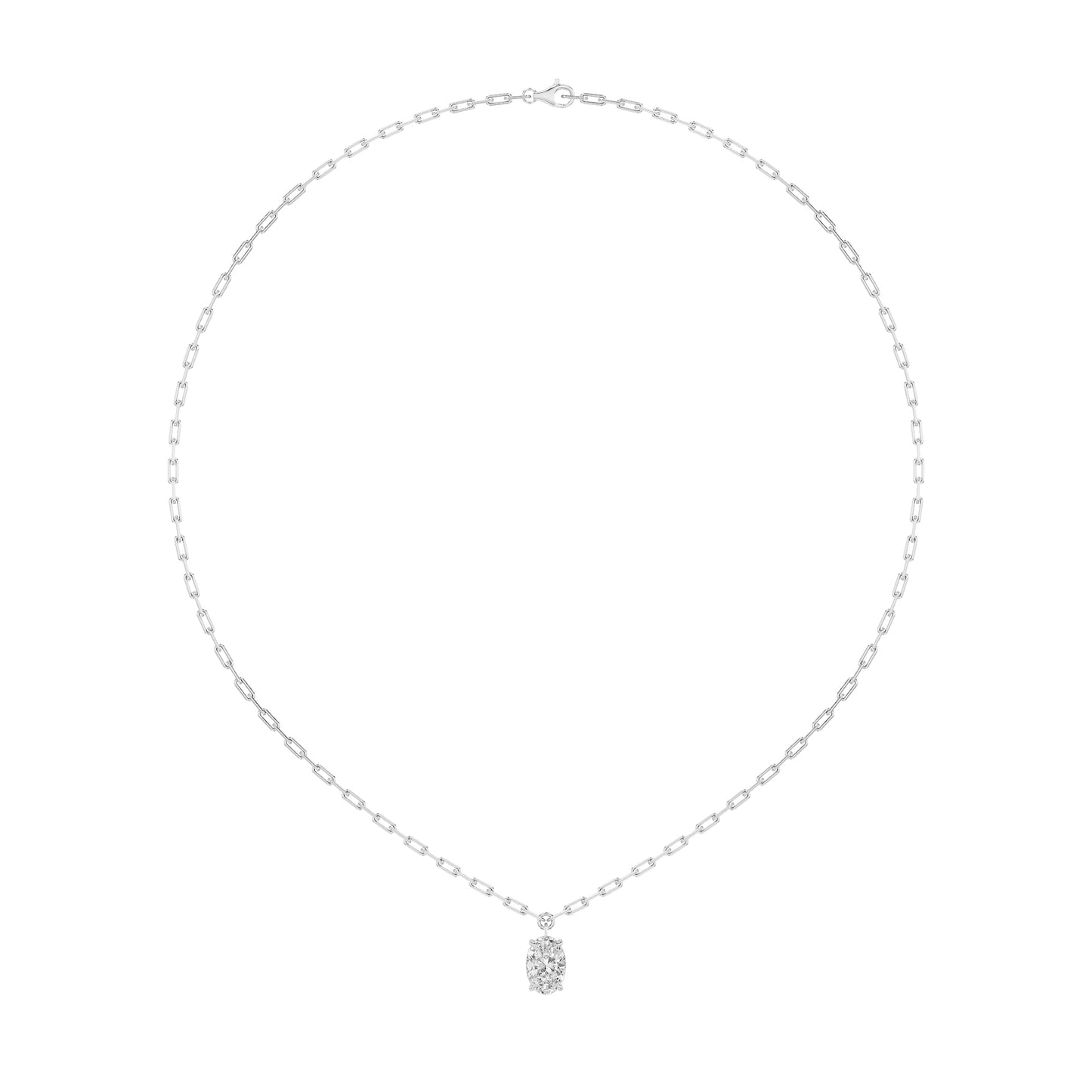2.0ct Oval Shaped Lab Grown Diamond (F/VS) Strata Chic Collection Necklace in 14K White Gold