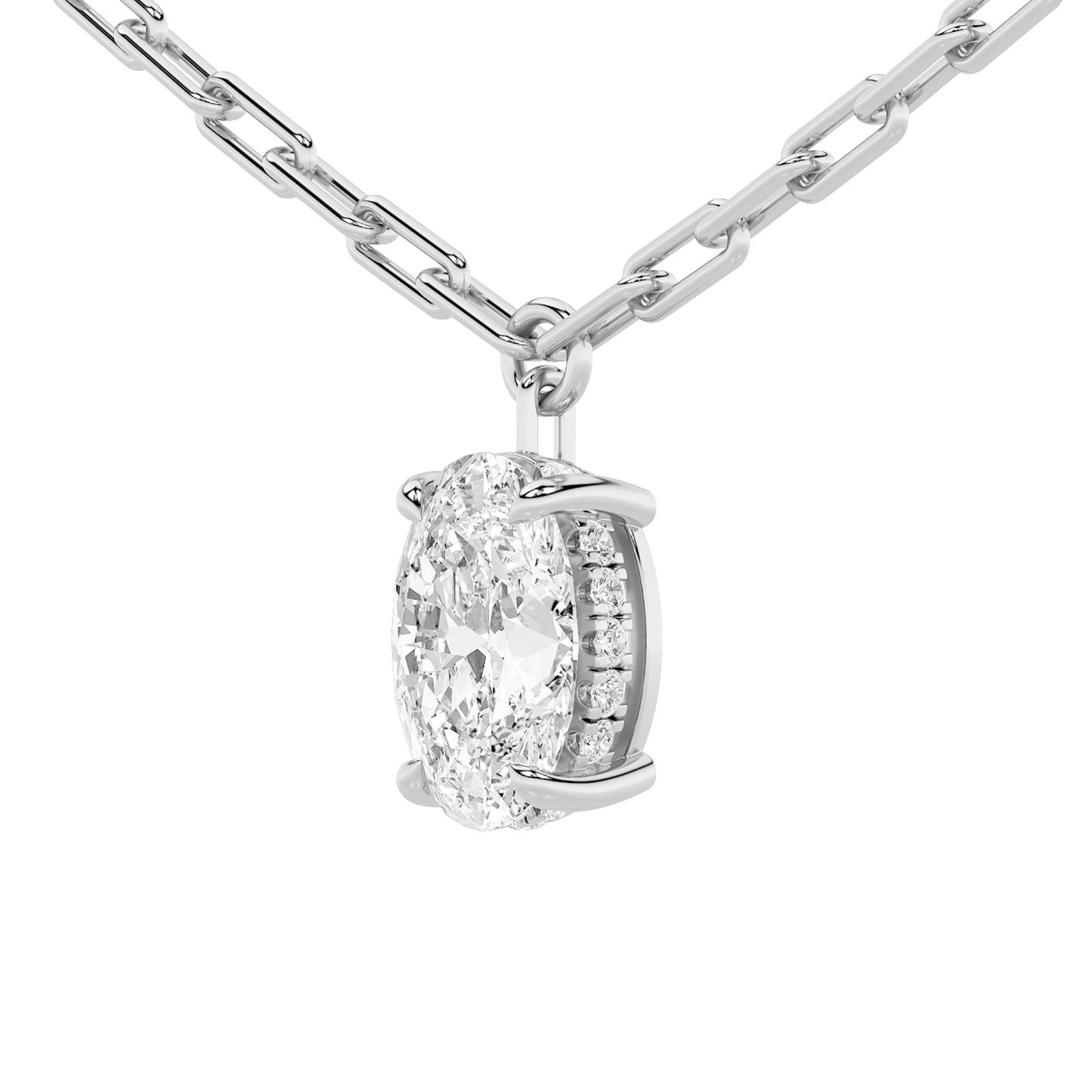 2.0ct Oval Shaped Lab Grown Diamond (F/VS) Strata Chic Collection Necklace in 14K White Gold