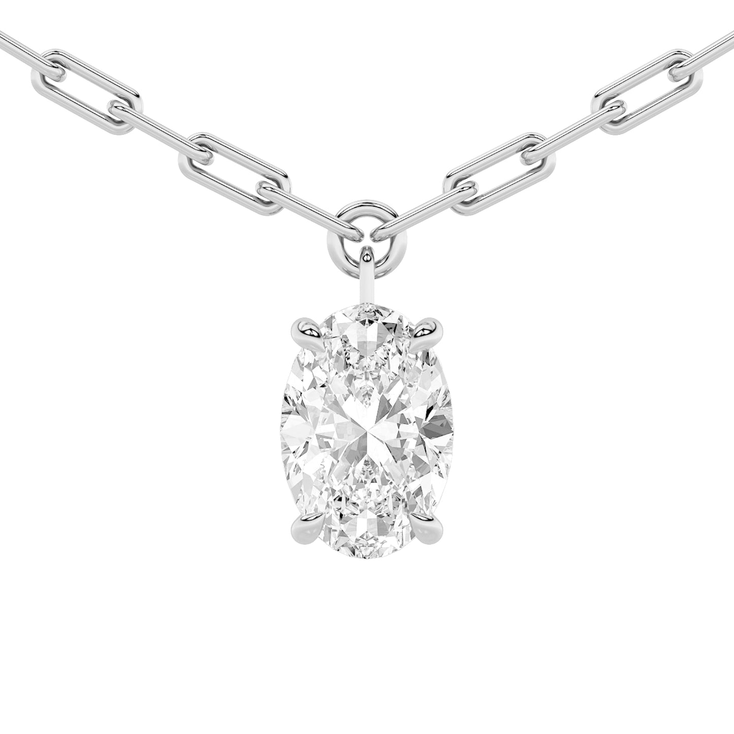 2.0ct Oval Shaped Lab Grown Diamond (F/VS) Strata Chic Collection Necklace in 14K White Gold
