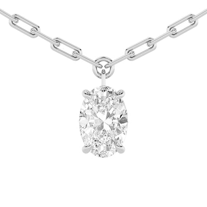 2.0ct Oval Shaped Lab Grown Diamond (F/VS) Strata Chic Collection Necklace in 14K White Gold