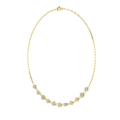 4.0ct "4Cttw Emerald, Pear, Oval and Round Shaped Lab Grown Diamond (F/VS) Station Necklace in 14K Yellow Gold"