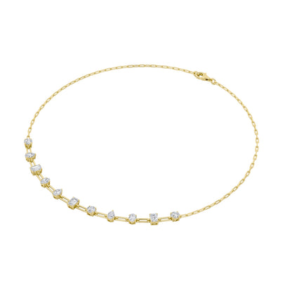 4.0ct "4Cttw Emerald, Pear, Oval and Round Shaped Lab Grown Diamond (F/VS) Station Necklace in 14K Yellow Gold"