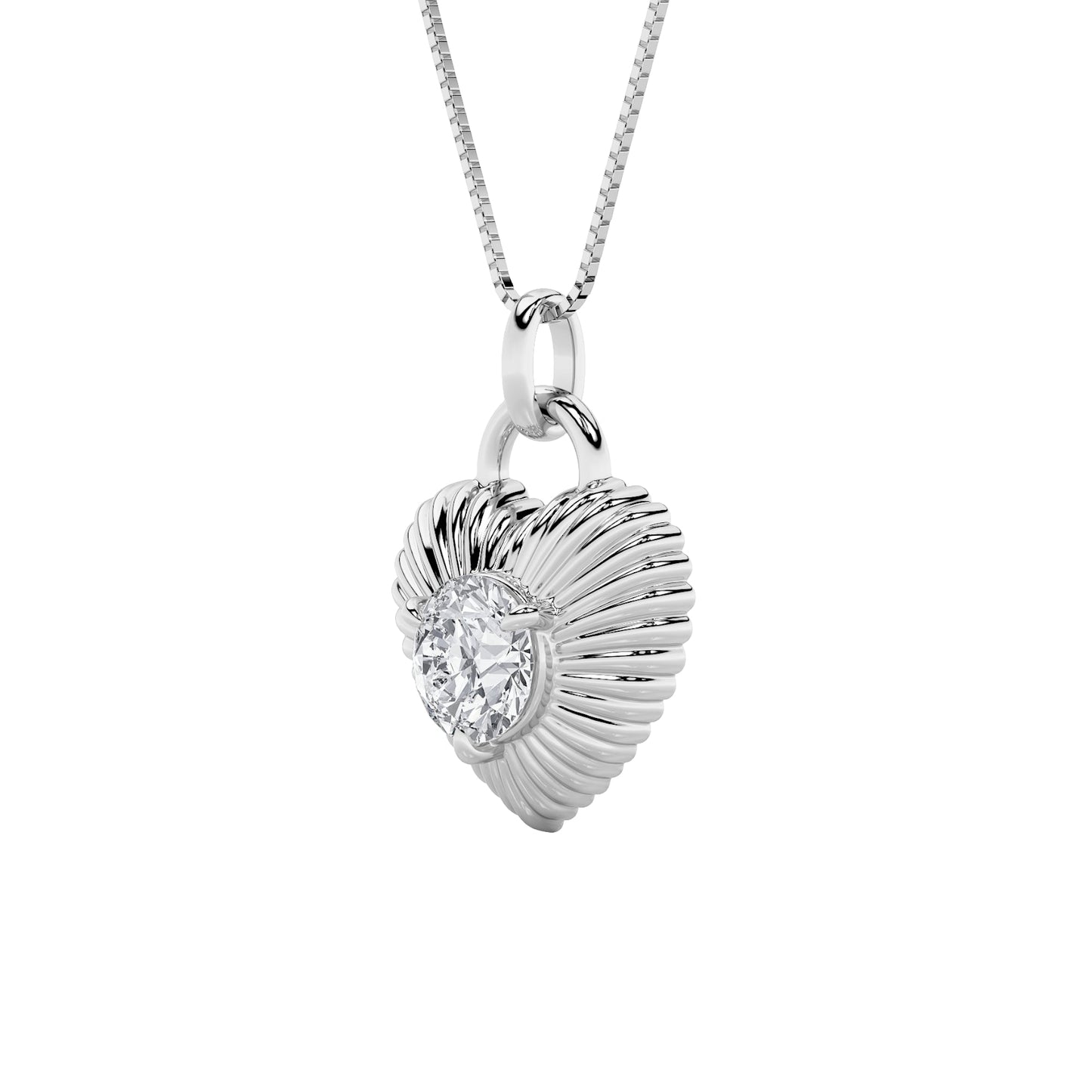 1.5ct Round Shaped Lab Grown Diamond (F/VS) Heart Shaped Pendant in 14K White Gold
