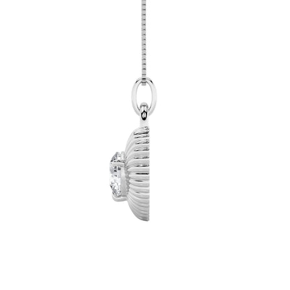 1.5ct Round Shaped Lab Grown Diamond (F/VS) Heart Shaped Pendant in 14K White Gold