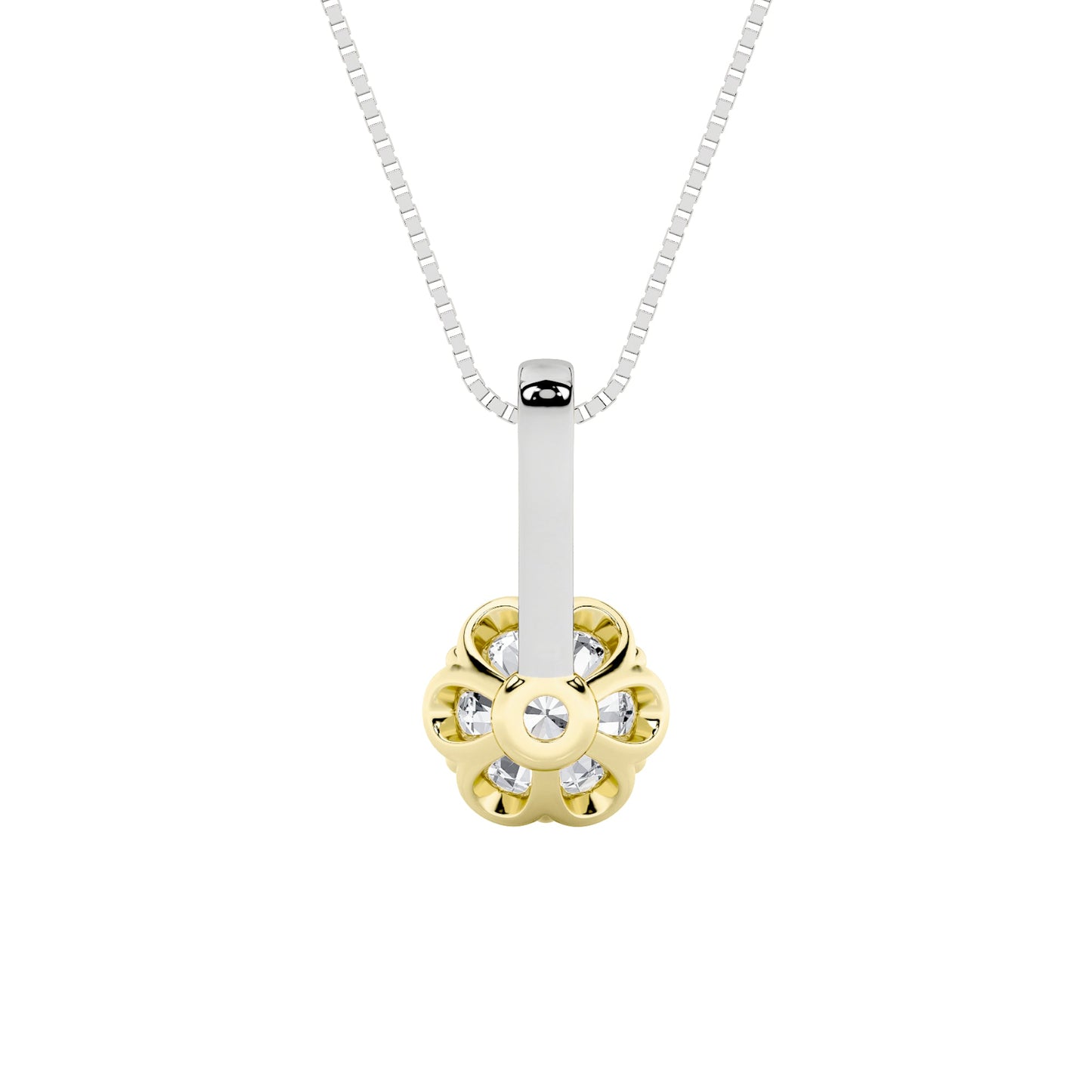 1.5ct Round Shaped Lab Grown Diamond (F/VS) Two Tone Pendant in 14K White Gold & Yellow Gold