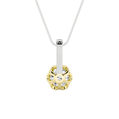 1.5ct Round Shaped Lab Grown Diamond (F/VS) Two Tone Pendant in 14K White Gold & Yellow Gold