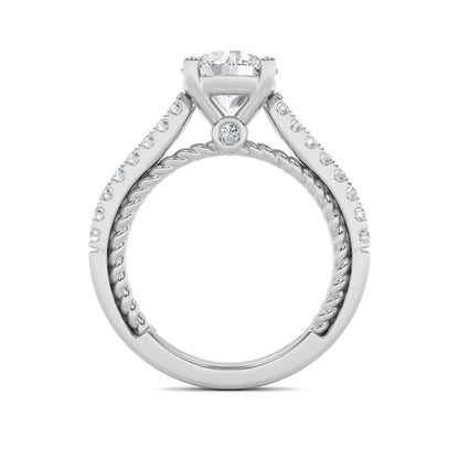 2Cttw Round Shaped Lab Grown Diamond (F/VS) Two Tone Accented Rope Design Engagement Ring in 14K Gold