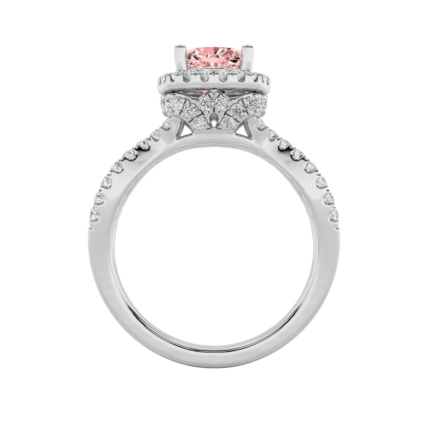 2Cttw Cushion Shaped Pink Lab Grown Diamond (F/VS) Engagement Ring 14K Gold