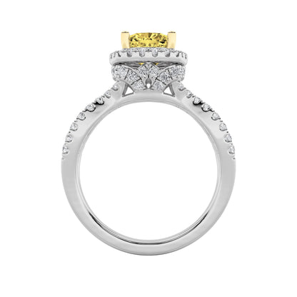 2.25Cttw Elongated Cushion Shaped Yellow Lab Grown Diamond (F/VS) Engagement Ring 14K Gold