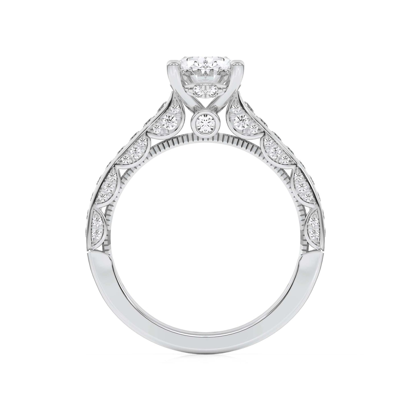 2Cttw Oval Shaped Lab Grown Diamond (F/VS) Accented Engagement Ring in 14K Gold