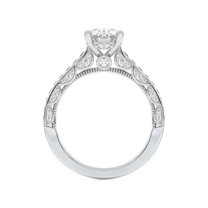 2Cttw Oval Shaped Lab Grown Diamond (F/VS) Accented Engagement Ring in 14K Gold