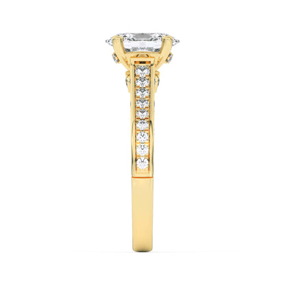2 Ct Oval (F/VS) Lab Grown Diamond Prong 14K Yellow Gold Accented Engagement Ring