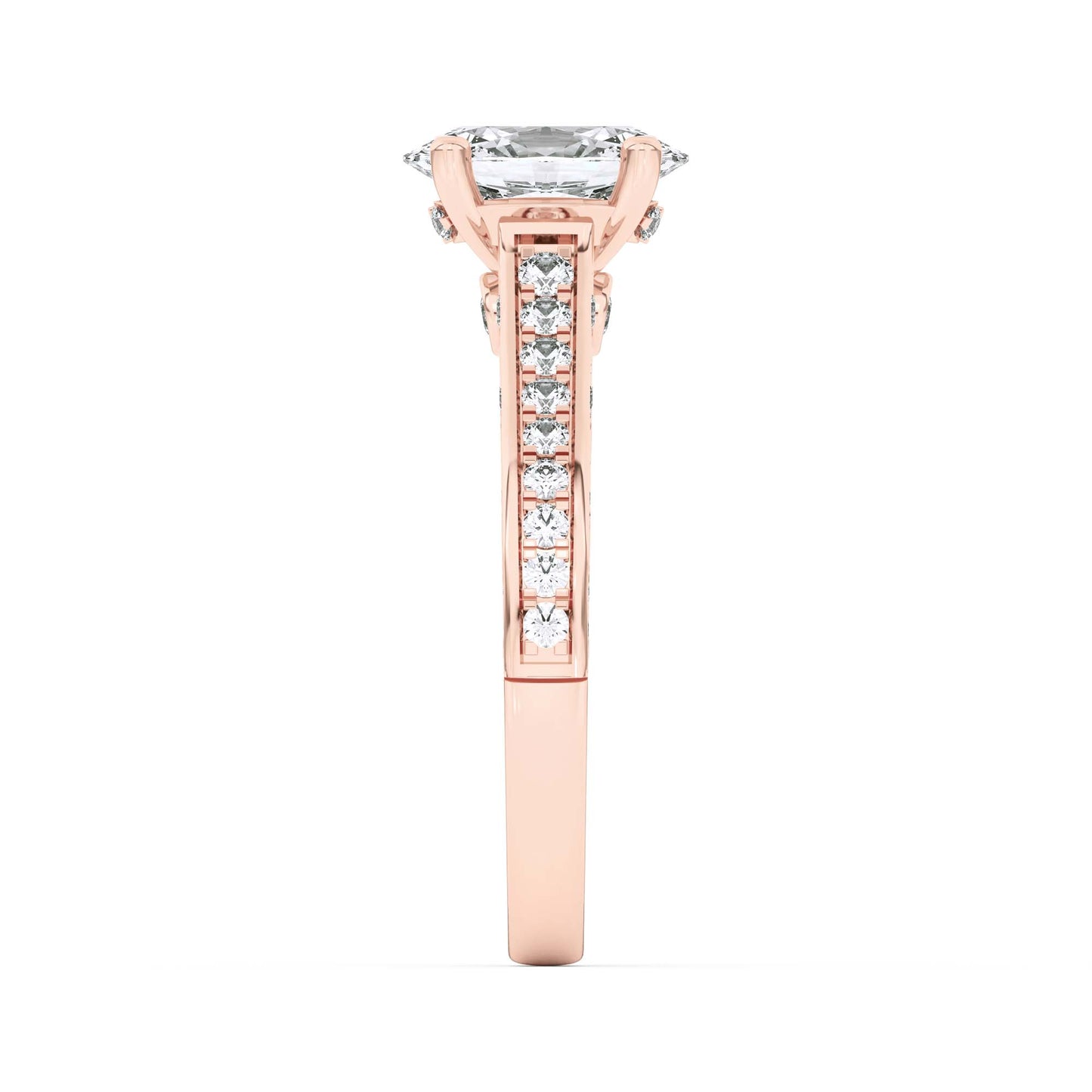 2 Ct Oval (F/VS) Lab Grown Diamond Prong 14K Rose Gold Accented Engagement Ring