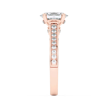 2 Ct Oval (F/VS) Lab Grown Diamond Prong 14K Rose Gold Accented Engagement Ring