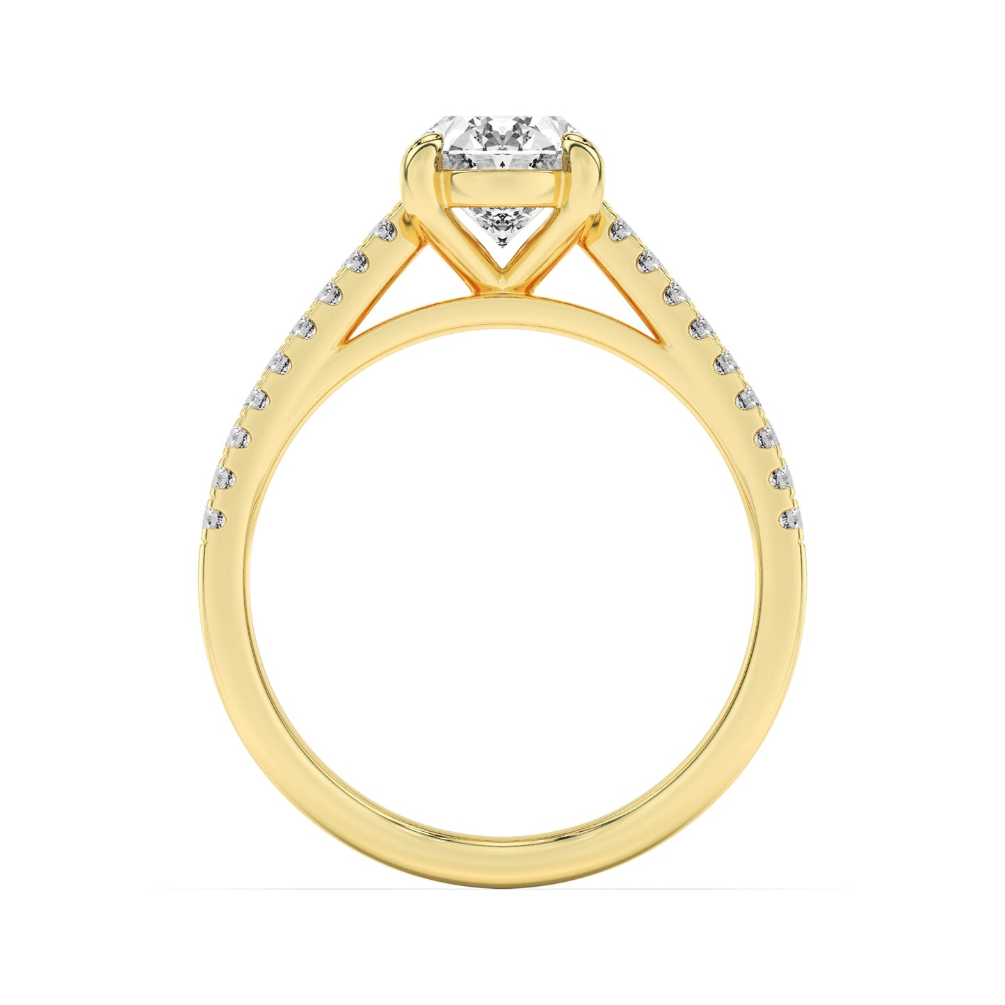 2Cttw Oval Shaped Lab Grown Diamond (F/VS) Cross Shank Accented Engagement Ring in 14K Gold