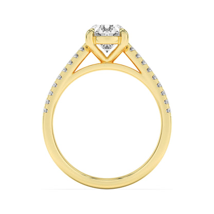 2Cttw Oval Shaped Lab Grown Diamond (F/VS) Cross Shank Accented Engagement Ring in 14K Gold