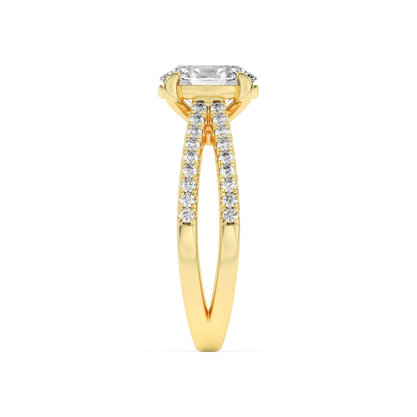 2Cttw Oval Shaped Lab Grown Diamond (F/VS) Cross Shank Accented Engagement Ring in 14K Gold