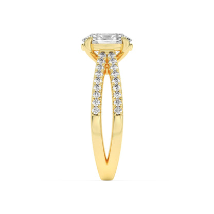 2Cttw Oval Shaped Lab Grown Diamond (F/VS) Cross Shank Accented Engagement Ring in 14K Gold