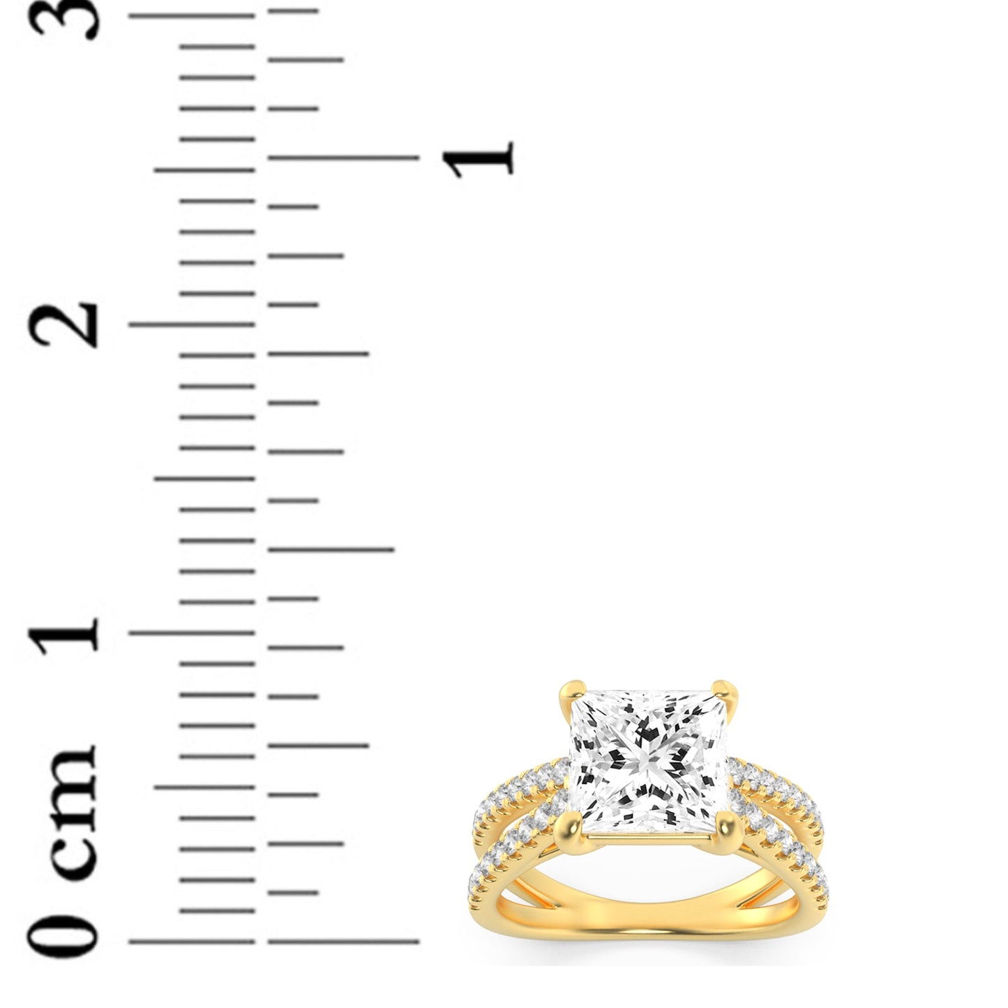 2 Ct Princess (F/VS) Lab Grown Diamond Prong 14K Yellow Gold Cross Shank Accented Engagement Ring