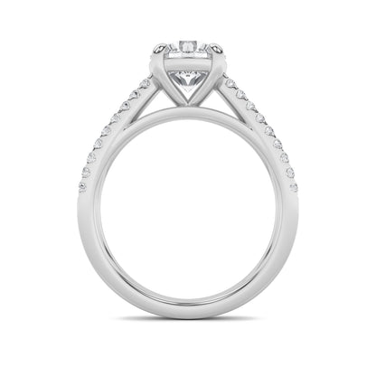 2 Ct Round Lab Grown Diamond Prong 14K White Gold Cross Shank Accented Engagement Ring