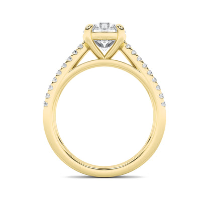 2 Ct Round (F/VS) Lab Grown Diamond Prong 14K Yellow Gold Cross Shank Accented Engagement Ring