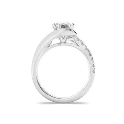 2Cttw Round Shaped Lab Grown Diamond (G/VS) Swirl Shank Accented Engagement Ring in 14K Gold