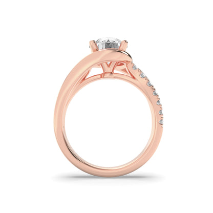 2 Ct Round (F/VS) Lab Grown Diamond Prong 14K Rose Gold Swirl Shank Accented Engagement Ring
