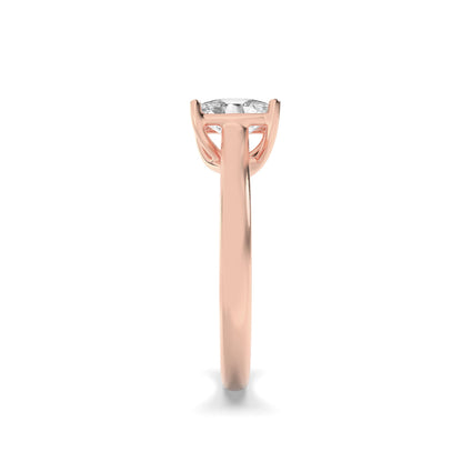 1 Ct Elongated Cushion (F/VS) Lab Grown Diamond Trellis Prong 14K Rose Gold Plain Cathedral Solitaire Engagement Ring