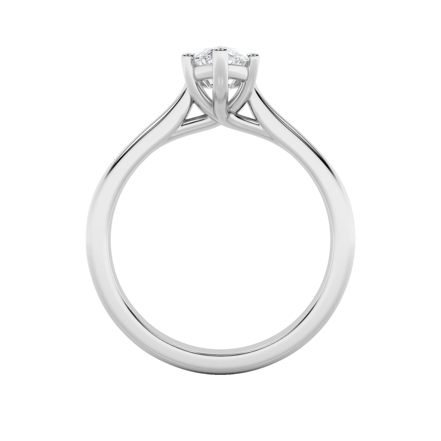 1 Ct Marquise (F/VS) Lab Grown Diamond Trellis Prong 14K White Gold Plain Cathedral Solitaire Engagement Ring