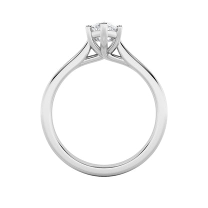 1 Ct Marquise (F/VS) Lab Grown Diamond Trellis Prong 14K White Gold Plain Cathedral Solitaire Engagement Ring