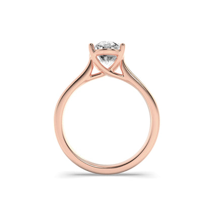 1 Ct Oval (F/VS) Lab Grown Diamond Trellis Prong 14K Rose Gold Plain Cathedral Solitaire Engagement Ring
