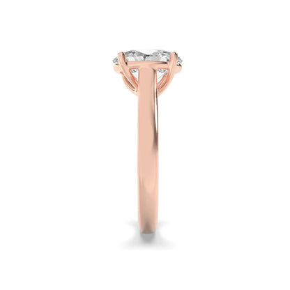 2 Ct Oval (F/VS) Lab Grown Diamond Trellis Prong 14K Rose Gold Plain Cathedral Solitaire Engagement Ring