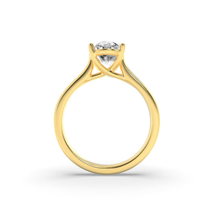 3 Ct Oval (G/VS) Lab Grown Diamond Trellis 14K Yellow Gold Cathedral Solitaire Engagement Ring